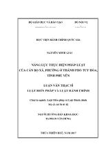Luận văn Năng lực thực hiện pháp luật của cán bộ xã, phường ở thành phố Tuy Hòa, tỉnh Phú Yên