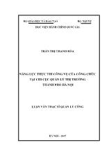 Luận văn Năng lực thực thi công vụ của công chức tại chi cục quản lý thị trường thành phố Hà Nội
