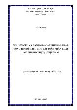 Luận văn Nghiên cứu và đánh giá các phương pháp tổng hợp dữ liệu cho bài toán phân loại lớp phủ đô thị tại Việt Nam