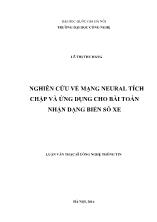 Luận văn Nghiên cứu về mạng Neural tích chập và ứng dụng cho bài toán nhận dạng biển số xe - Lê Thị Thu Hằng