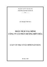 Luận văn Phân tích tài chính Công ty Cổ phần đường Biên Hòa - Lê Thị Quỳnh Nga