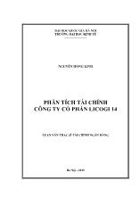 Luận văn Phân tích tài chính Công ty Cổ phần Licogi 14