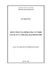 Luận văn Phân tích tài chính Công ty TNHH sản xuất và thương mại Phong Phú