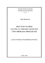 Luận văn Phân tích tài chính tại Công ty TNHH một thành viên công trình giao thông Hà Nội