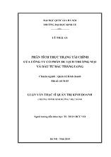 Luận văn Phân tích thực trạng tài chính của Công ty Cổ phần du lịch thương mại và đầu tư Bắc Thăng Long