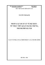 Luận văn Pháp luật quản lý về hộ tịch - Từ thực tiễn quận Hai Bà Trưng, thành phố Hà Nội