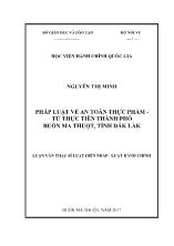 Luận văn Pháp luật về an toàn thực phẩm - Từ thực tiễn thành phố Buôn Ma Thuột, tỉnh Đắk Lắk