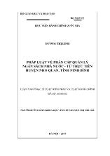 Luận văn Pháp luật về phân cấp quản lý ngân sách nhà nước - Từ thực tiễn huyện Nho Quan, tỉnh Ninh Bình