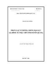 Luận văn Pháp luật về phòng, chống bạo lực gia đình - Từ thực tiễn tỉnh Tuyên Quang