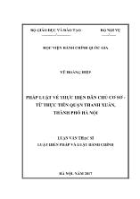 Luận văn Pháp luật về thực hiện dân chủ cơ sở - Từ thực tiễn quận Thanh Xuân, thành phố Hà Nội