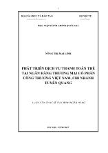 Luận văn Phát triển dịch vụ thanh toán thẻ tại Ngân hàng thương mại Cổ phần Công thương Việt Nam, chi nhánh Tuyên Quang