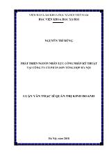 Luận văn Phát triển nguồn nhân lực công nhân kỹ thuật tại Công ty cổ phần sơn tổng hợp Hà Nội