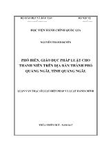 Luận văn Phổ biến, giáo dục pháp luật cho thanh niên trên địa bàn thành phố Quảng Ngãi, tỉnh Quảng Ngãi