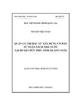 Luận văn Quản lý chi đầu tư xây dựng cơ bản từ ngân sách nhà nước tại huyện Đức Phổ, tỉnh Quảng Ngãi