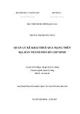 Luận văn Quản lý kê khai thuế qua mạng trên địa bàn thành phố Hồ Chí Minh