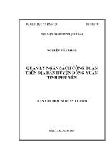 Luận văn Quản lý ngân sách công đoàn trên địa bàn huyện Đồng Xuân, tỉnh Phú Yên