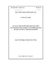 Luận văn Quản lý nhà nước đối với giáo viên các trường trung học cơ sở trên địa bàn huyện Lệ Thủy, tỉnh Quảng Bình
