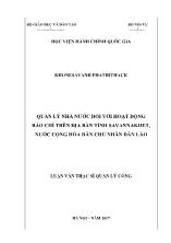 Luận văn Quản lý nhà nước đối với hoạt động báo chí trên địa bàn tỉnh Savannakhet, nước Cộng hòa Dân chủ Nhân dân Lào