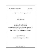 Luận văn Quản lý nhà nước đối với hoạt động của Phật giáo trên địa bàn tỉnh Kiên Giang