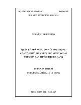 Luận văn Quản lý nhà nước đối với hoạt động của tổ chức phi chính phủ nước ngoài trên địa bàn thành phố Đà Nẵng