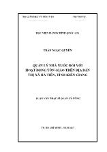 Luận văn Quản lý nhà nước đối với hoạt động tôn giáo trên địa bàn thị xã Hà Tiên, tỉnh Kiên Giang