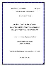 Luận văn Quản lý nhà nước đối với hoạt động tôn giáo trên địa bàn huyện Đô Lương, tỉnh Nghệ An