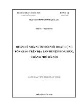 Luận văn Quản lý nhà nước đối với hoạt động tôn giáo trên địa bàn huyện Hoài Đức, thành phố Hà Nội