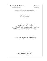 Luận văn Quản lý nhà nước đối với làng nghề truyền thống trên địa bàn tỉnh Quảng Nam