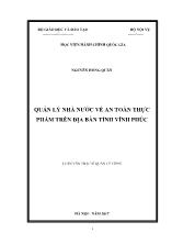 Luận văn Quản lý nhà nước về an toàn thực phẩm trên địa bàn tỉnh Vĩnh Phúc