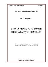 Luận văn Quản lý nhà nước về báo chí trên địa bàn tỉnh Kiên Giang