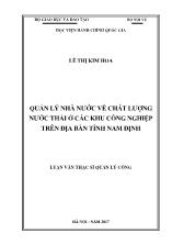 Luận văn Quản lý nhà nước về chất lượng nước thải ở các khu công nghiệp trên địa bàn tỉnh Nam Định