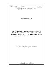 Luận văn Quản lý nhà nước về công tác bảo vệ rừng tại tỉnh Quảng Bình