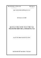 Luận văn Quản lý nhà nước về cư trú tại thành phố Biên Hòa, tỉnh Đồng Nai