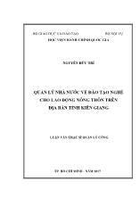 Luận văn Quản lý nhà nước về đào tạo nghề cho lao động nông thôn trên địa bàn tỉnh Kiên Giang