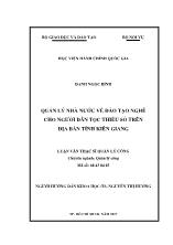 Luận văn Quản lý nhà nước về đào tạo nghề cho người dân tộc thiểu số trên địa bàn tỉnh Kiên Giang