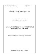 Luận văn Quản lý nhà nước về đầu tư công tại thành phố Hồ Chí Minh