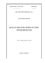 Luận văn Quản lý nhà nước về đầu tư công thành phố Hà Nội