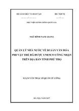 Luận văn Quản lý nhà nước về di sản văn hóa phi vật thể đã được Unesco công nhận trên địa bàn tỉnh Phú Thọ