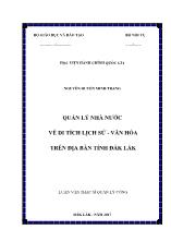 Luận văn Quản lý nhà nước về di tích lịch sử - văn hóa trên địa bàn tỉnh Đắk Lắk