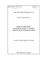 Luận văn Quản lý nhà nước về di tích lịch sử - văn hóa trên địa bàn tỉnh Quảng Bình
