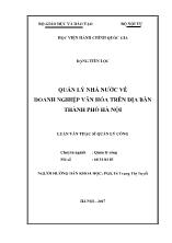 Luận văn Quản lý nhà nước về doanh nghiệp văn hóa trên địa bàn thành phố Hà Nội