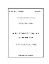 Luận văn Quản lý nhà nước về du lịch ở tỉnh Tây Ninh