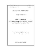 Luận văn Quản lý nhà nước về giải quyết việc làm cho lao động nữ trên địa bàn tỉnh Quảng Bình