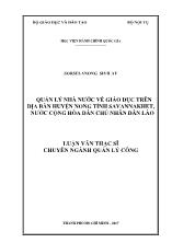 Luận văn Quản lý nhà nước về giáo dục trên địa bàn huyện Nong tỉnh Savannakhet, nước Cộng hòa Dân chủ Nhân dân Lào