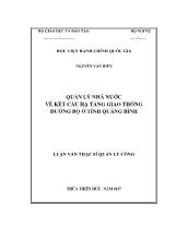 Luận văn Quản lý nhà nước về kết cấu hạ tầng giao thông đường bộ ở tỉnh Quảng Bình