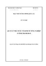 Luận văn Quản lý nhà nước về kinh tế nông nghiệp ở tỉnh Thanh Hoá