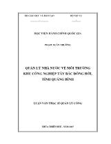 Luận văn Quản lý nhà nước về môi trường khu công nghiệp Tây Bắc Đồng Hới, tỉnh Quảng Bình