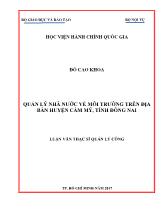 Luận văn Quản lý nhà nước về môi trường trên địa bàn huyện Cẩm Mỹ, tỉnh Đồng Nai