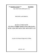 Luận văn Quản lý nhà nước về nông nghiệp tỉnh Luông Pha Bang, nước Cộng hòa Dân chủ Nhân dân Lào