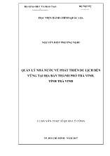 Luận văn Quản lý nhà nước về phát triển du lịch bền vững tại địa bàn thành phố Trà Vinh, tỉnh Trà Vinh